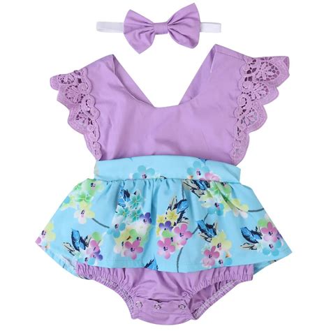 2017 Summer Fashion Beautify Newborn Baby Girls Clothes Floral Purple