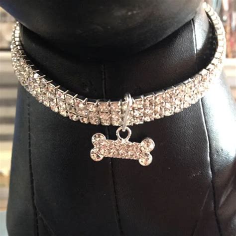 Bling Rhinestone Dog Collars Pet Crystal Diamond Pet Collar Size Sml