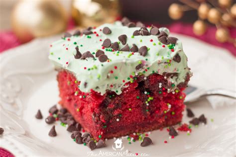 Ingredients for christmas poke cake white cake mix and all the ingredients needed on the back of the box Christmas Red Velvet Chocolate Poke Cake - The American ...
