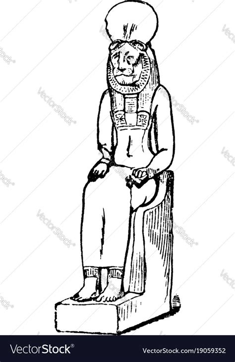 Pakhet Was A Feline War Gods In Egyptian Vector Image
