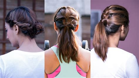 3 Quick And Easy Stylish Workout Hairstyles Hairstyles For Girls Youtube