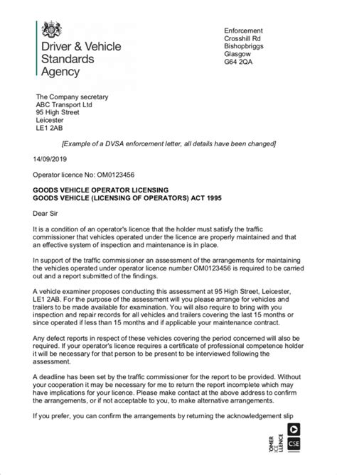 Dvsa Enforcement Letter Audit Of Operators Records Hire Hirett