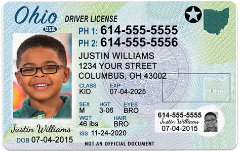 Ohio Kid Driver License For Children Under 12 Child Id Card Etsy