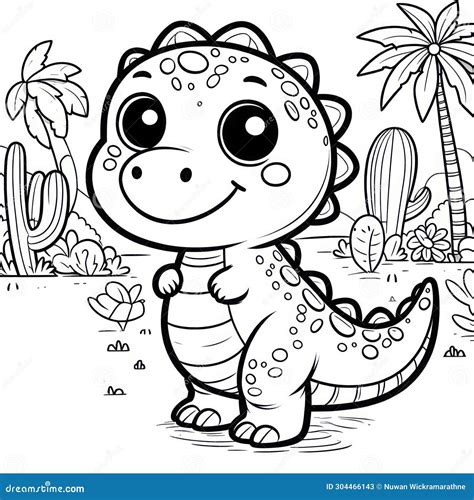 Dino Adventures: Stick 3D Trex in Kids Coloring Page Wonder Stock