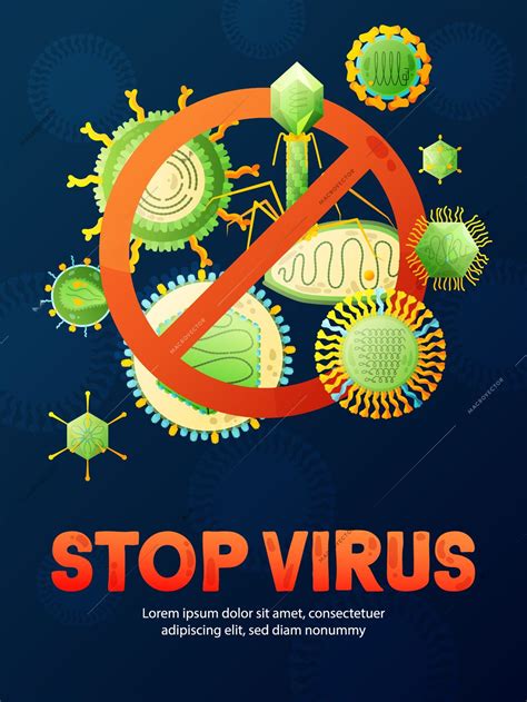 Stop Viruses Viral Infection Prevention Poster With Conspicuous Red