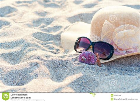 Beach Hat And Sunglasses Stock Photo Image Of Water 50964388