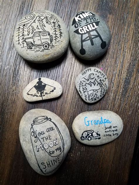 Fathers Day Rock Painting By Rebeca Page Painted Rocks Hand Painted