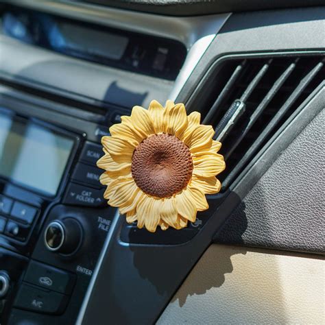 sunflower car air freshener scented car accessories cute vent clip diffuser floral t for