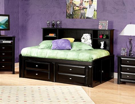 Black Cherry Twin Bed W Bookcase And Storage Chelsea Home Furniture