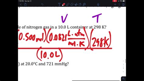 The ideal gas law, also called the general gas equation, is the equation of state of a hypothetical ideal gas. Gas Law Problems (Ideal Gas Law) - YouTube