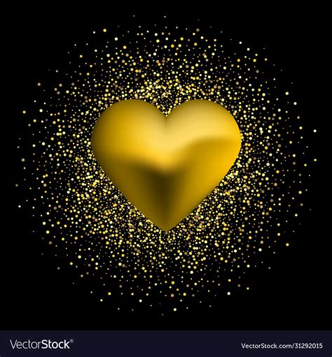 Gold Heart Isolated On Transparent Background Vector Image