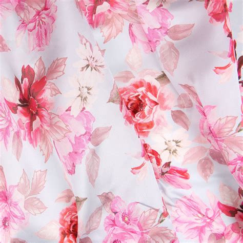 Pink Flower Silk Satin Mix Bloomsbury Square Dressmaking Fabric