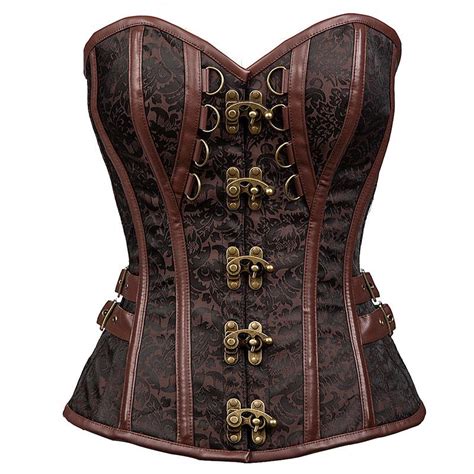 Burvogue Women Steampunk Corsets Dress Vintage Bustier Top Gothic Overbust Corset Dress Waist