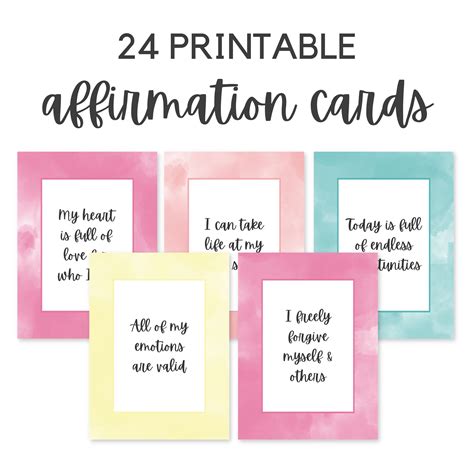 Positive Affirmation Card Deck Vision Board Printables Off