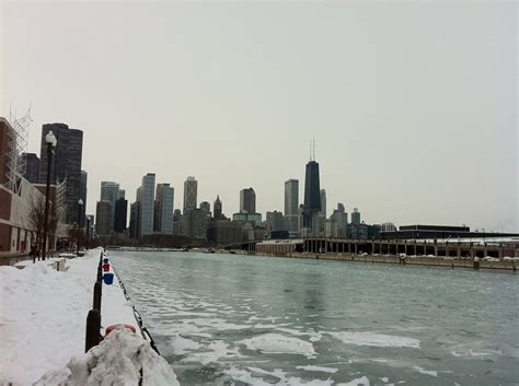 February 12 2011 Frozen Lake Michigan And Chicago Skyline