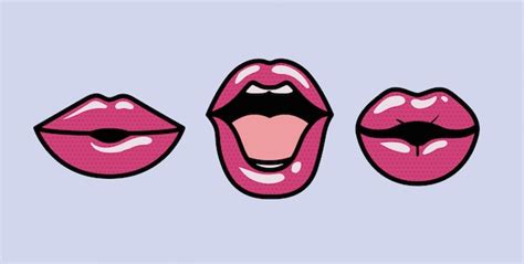 premium vector set of mouths pop art styles