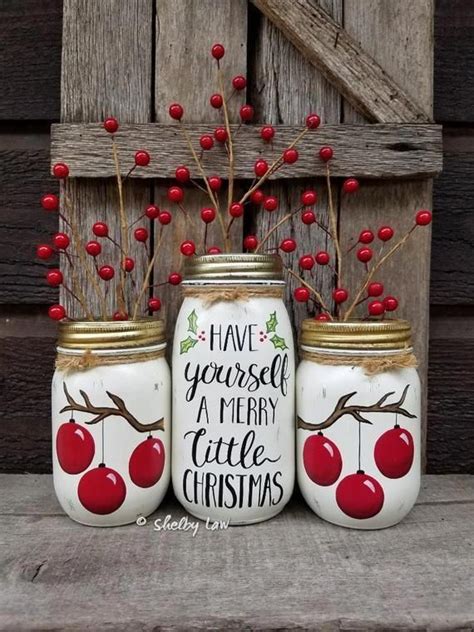 Diy Christmas Painted Mason Jars With Images Mason Jar Crafts Diy