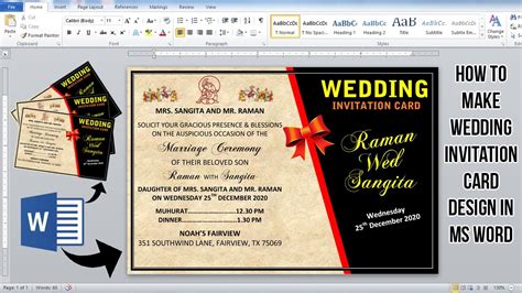 Ms Word Tutorial How To Make Wedding Invitation Card Design In Ms