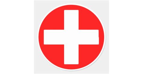Red Cross Classic Round Sticker Zazzle