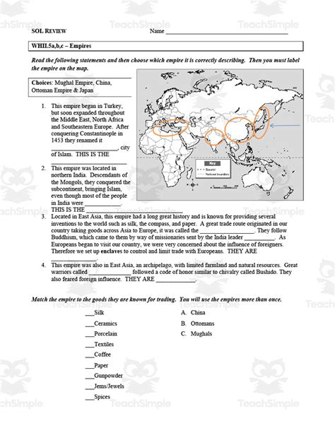 Review For Empires Imperialism Worksheet By Teach Simple