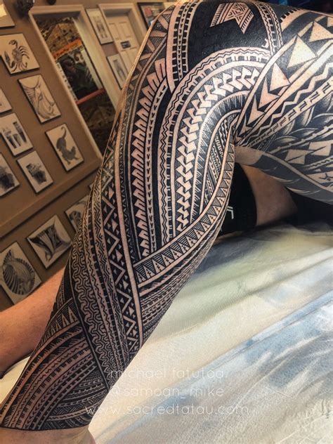 Samoan Tatau Inspired Leg Sleeve Designed And Tattooed By Michael