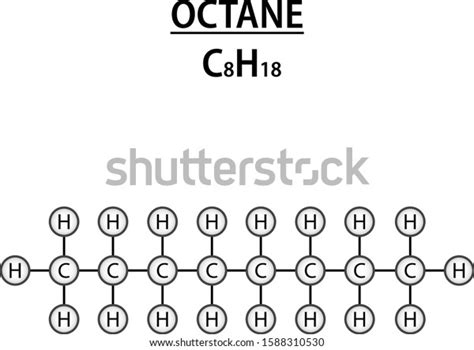 Chemical Formula And Molecule Model Of Octane C8h18 Stock Illustration