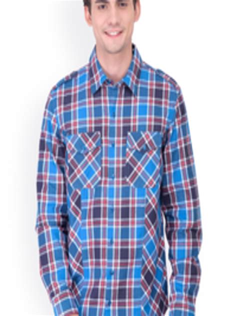 Buy Oxolloxo Men Blue Classic Fit Checked Casual Shirt Shirts For Men