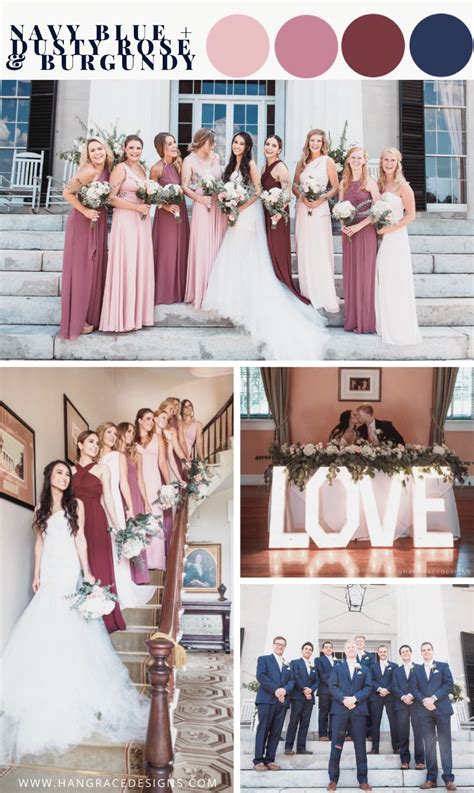 Dusty Rose Burgundy Navy Blue Wedding Color Palette Wine Colored