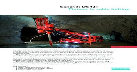 Sandvik Ds421 Pioneer In Cable Bolting Euromarketbgeuromarketbgjs