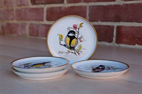 Kaiser West Germany Small Porcelain Bird Plates Set Of 4 The