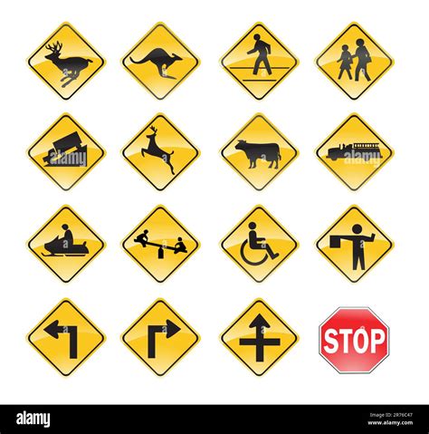 Road Signs Yellow Stock Vector Image And Art Alamy