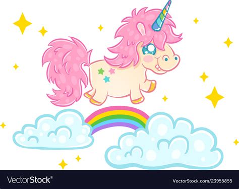 Unicorn On Clouds With Rainbow Royalty Free Vector Image
