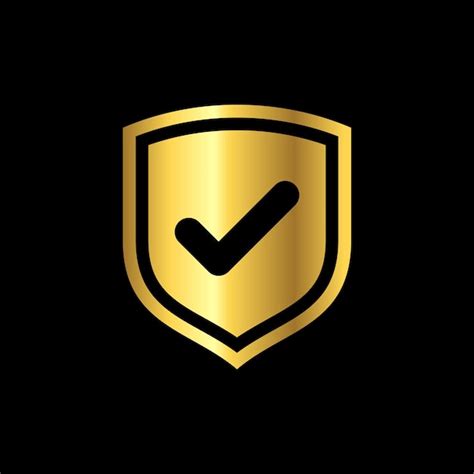 Premium Vector Gold Color Shield Check Mark Icon Vector Template