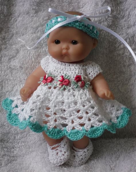 Crochet Pattern For Berenguer 5 Inch Baby Doll Dress Set Etsy