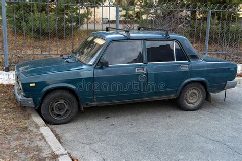 Green Color Vintage Lada Car Editorial Image Image Of Chrome Kyiv