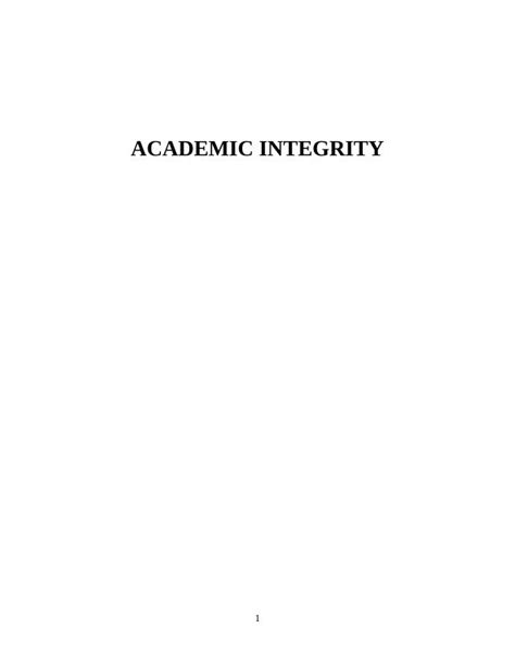 Academic Integrity Significance Implications And Reflection