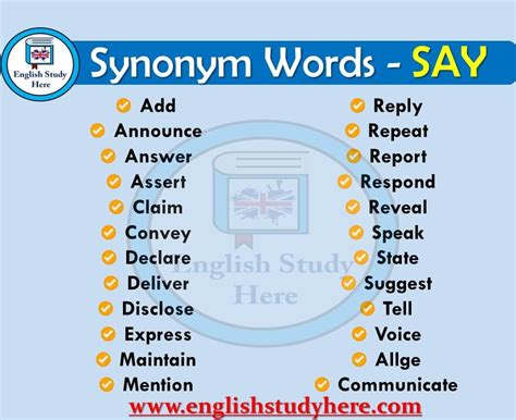 Say Synonyms Words English Study Here Good Vocabulary Words Learn