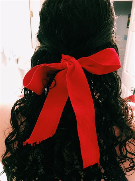 Red Ribbons Curly Hair Ribbon Hairstyle Black Red Hair Aesthetic Hair