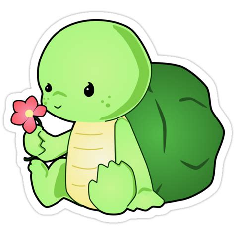 "Cute Baby Turtle Vector Drawing" Stickers by LyddieDoodles | Redbubble png image