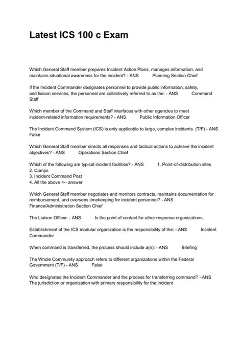 Nims 100 Exam Answers
