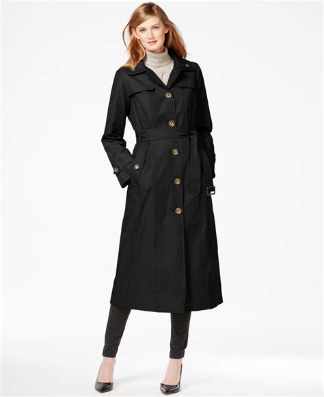 london fog classic maxi trench coat in black lyst
