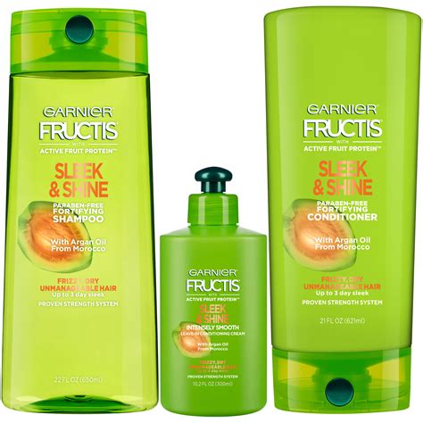 Garnier Fructis Sleek And Shine 3 Piece Shampoo Conditioner And Leave In