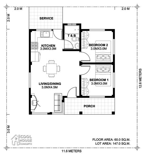 2 bedroom floor plans house plan great escape no 1904. Two Bedroom Small House Plan - Cool House Concepts | Two ...