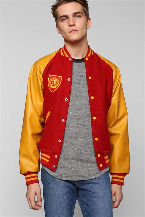 Lyst Urban Outfitters Vintage Red Varsity Jacket In Red For Men