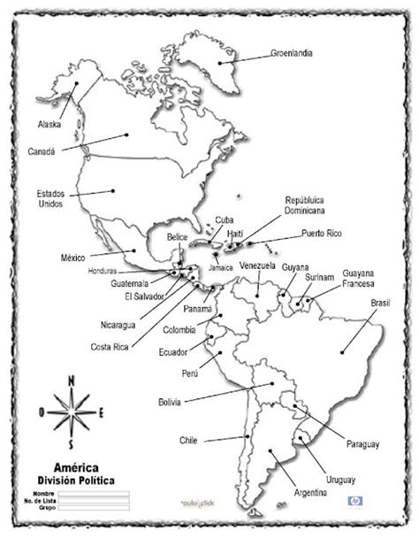 Mapa Del Continente Americano Con Division Pol Tica Y Sus Nombres Imagui