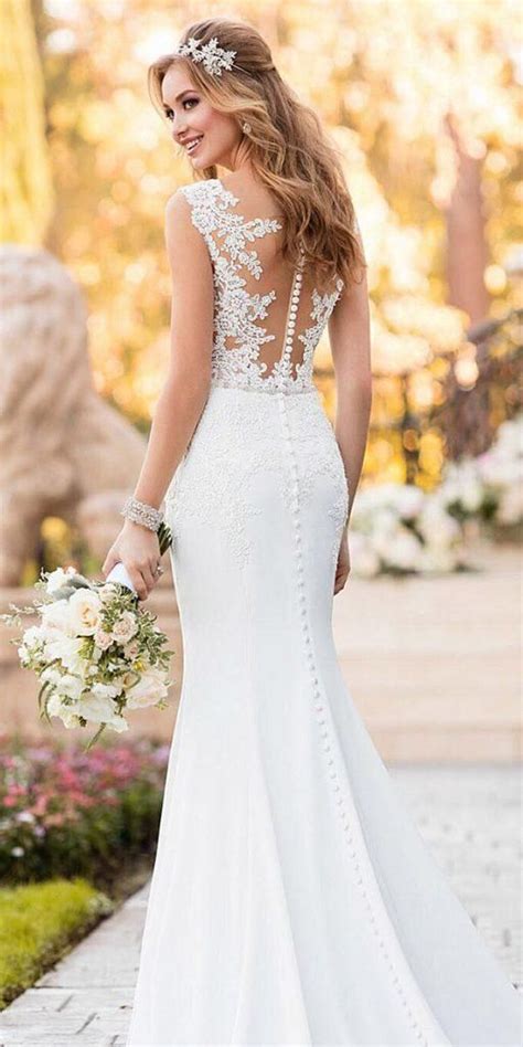 Lace Back Wedding Dresses Mermaid With Buttons Illusion Stella York