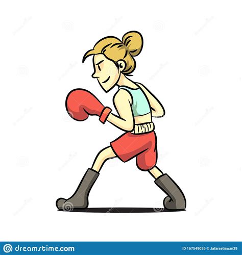 Female Boxer With Retro Cartoon Style Stock Vector