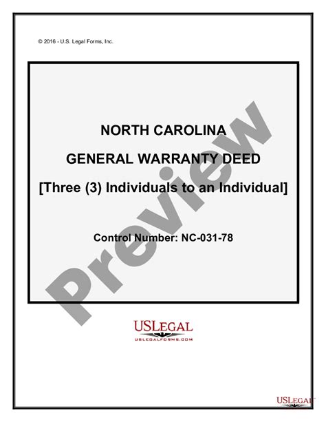 North Carolina General Warranty Deed From Three Individuals To An