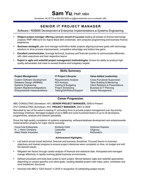 It Project Manager Resume