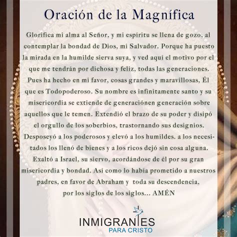 Oraciondelamagnifica Oracion Oracion De La Magnifica Inmigrantes Para